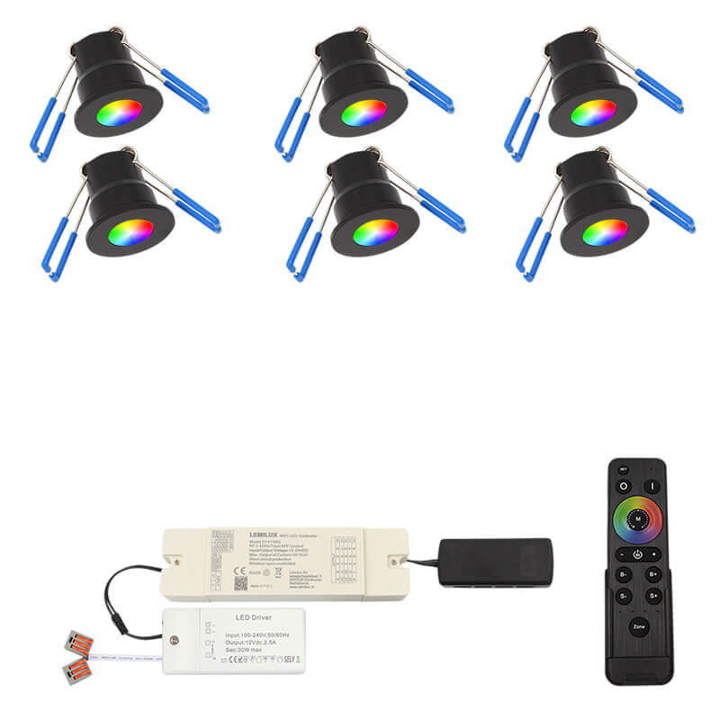 RGB LED veranda inbouwspots set van 6