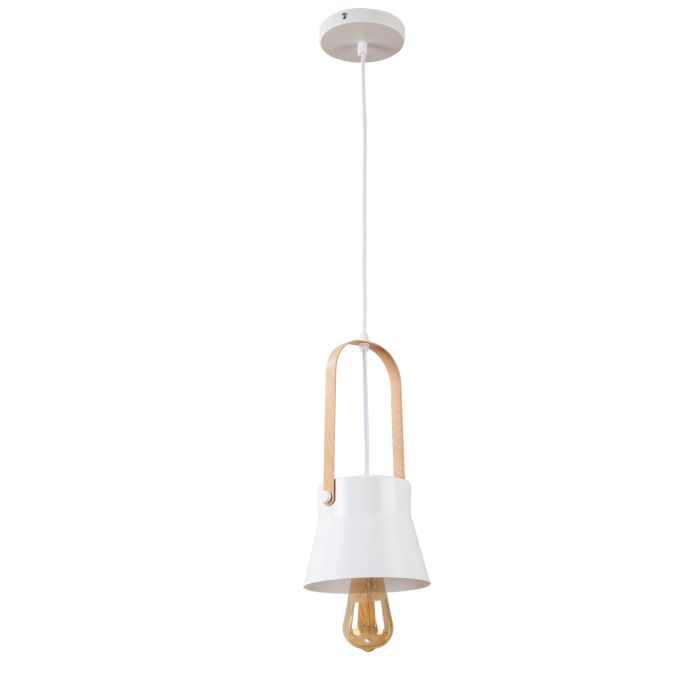 Hanglamp Modern Wit Aluminium met Hout - Valott Eeva