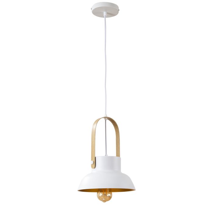 Hanglamp Modern Wit Aluminium met Hout - Valott Lumi
