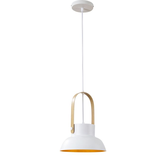 Hanglamp Modern Wit Aluminium met Hout - Valott Lumi