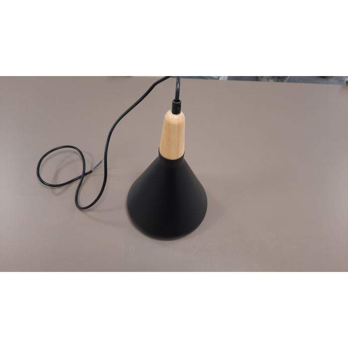 Hanglamp Modern Zwart Rond met Hout  Valott Olen