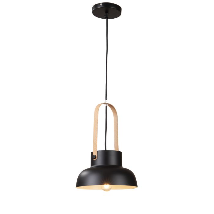 Hanglamp Modern Zwart Aluminium met Hout - Valott Mirja