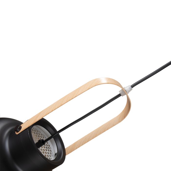 Hanglamp Modern Zwart Aluminium met Hout - Valott Mirja