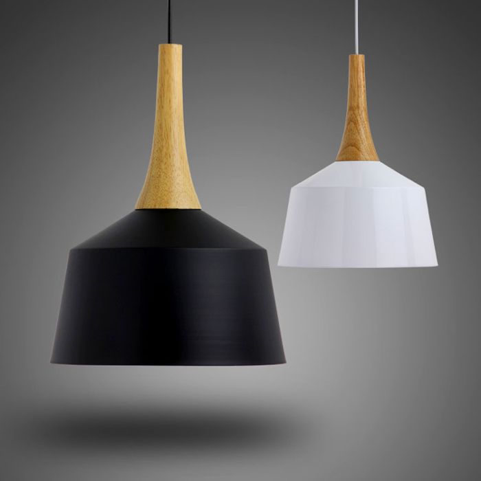 Hanglamp Modern Wit Rond Aluminium en Hout - Valott Sirkka
