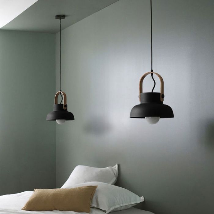 Hanglamp Modern Zwart Aluminium met Hout - Valott Mirja