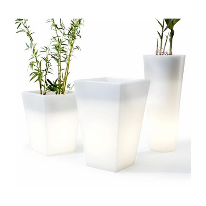 Oplaadbare Bloempot Rond 90 cm LED RGB incl. Afstandsbediening - Funnylights Onix Tuinlamp