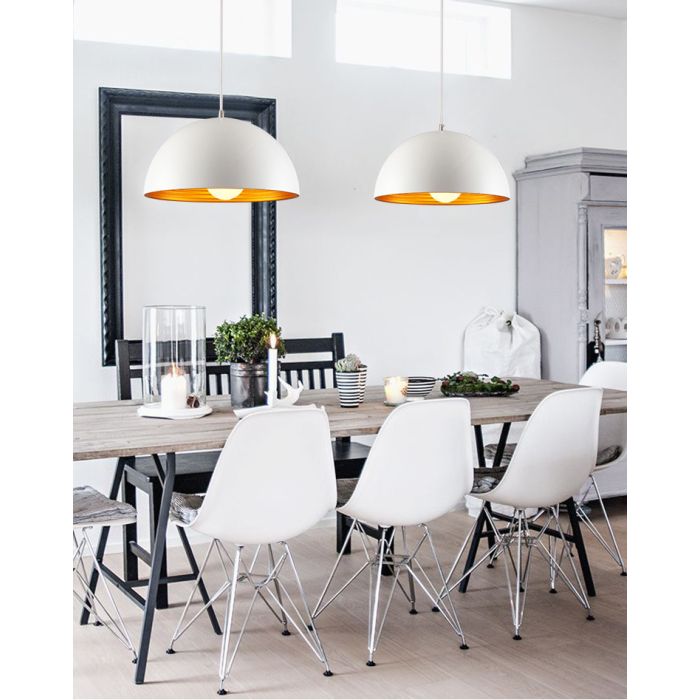 Hanglamp Wit met Gouden Binnenkant 60 cm - Scaldare Lucano