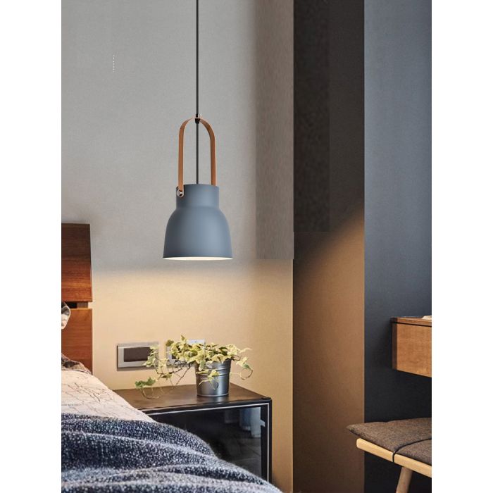 Hanglamp Modern Grijs Aluminium met Hout - Valott Suvi