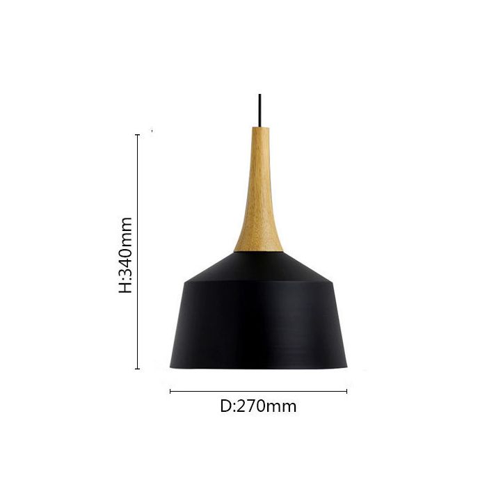 Hanglamp Modern Zwart Rond Aluminium en Hout - Valott Sirkka