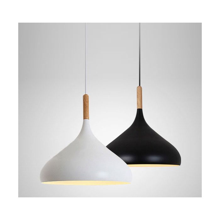 Hanglamp Modern Zwart Rond Aluminium en Hout - Valott Riikka