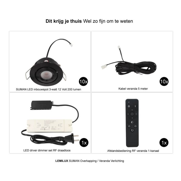 LED Inbouwspots Veranda Suman 50mm Set 10