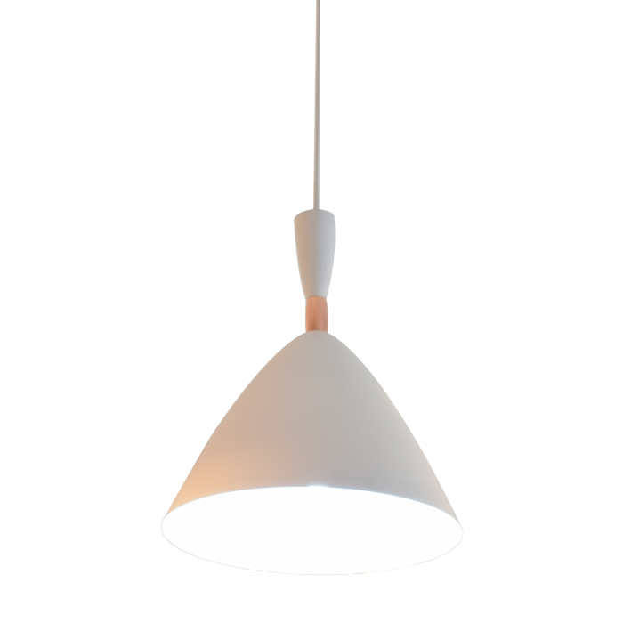 Hanglamp Wit Aluminium met hout - Valott Aila