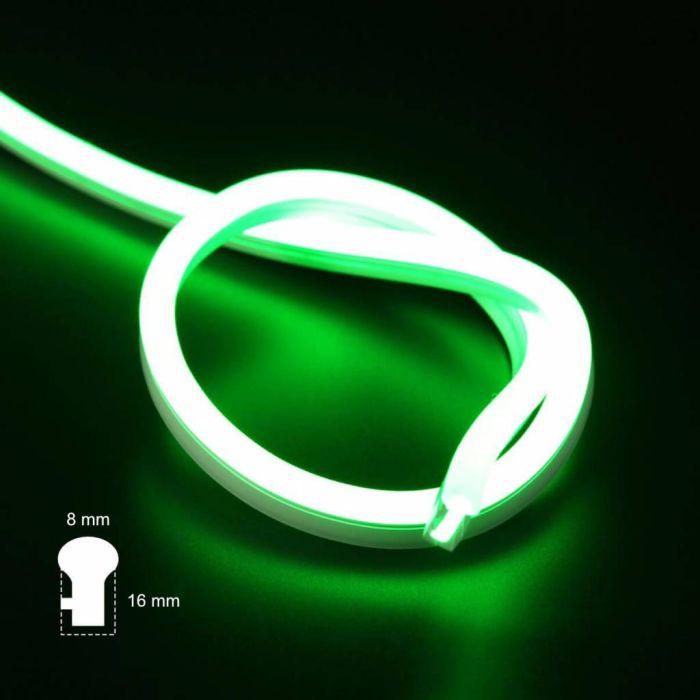 LED Neon Flex Micro Groen 5 meter 8mm x 16mm inclusief 12V lichtnetadapter - Funnylights