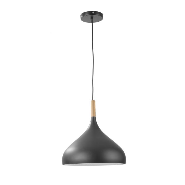Hanglamp Modern Zwart Rond Aluminium en Hout - Valott Riikka