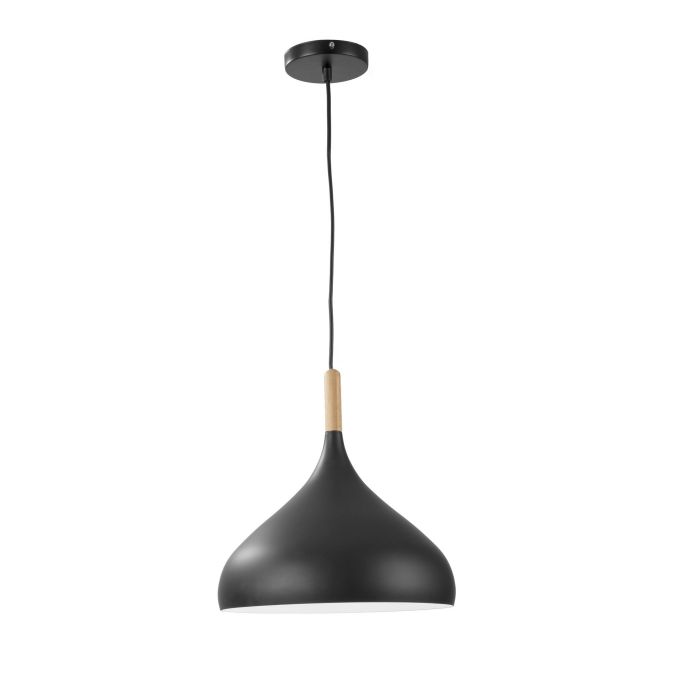 Hanglamp Modern Zwart Rond Aluminium en Hout - Valott Riikka