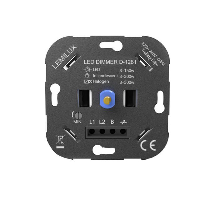 Led Dimmer Inbouw 3 -200W  fase afsnijding D-1281