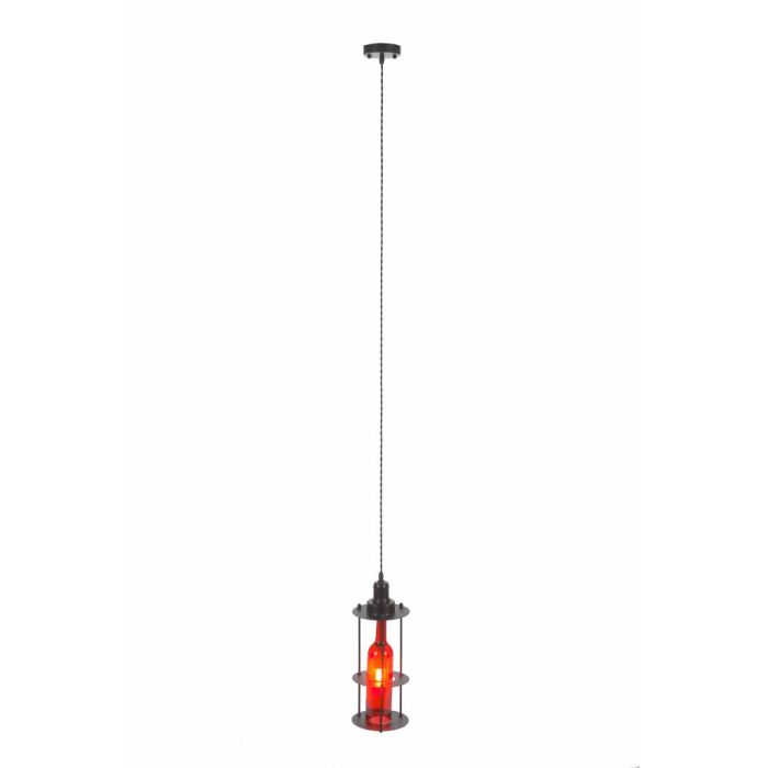 Industriële Hanglamp Rode Wijnfles  Scaldare Verano