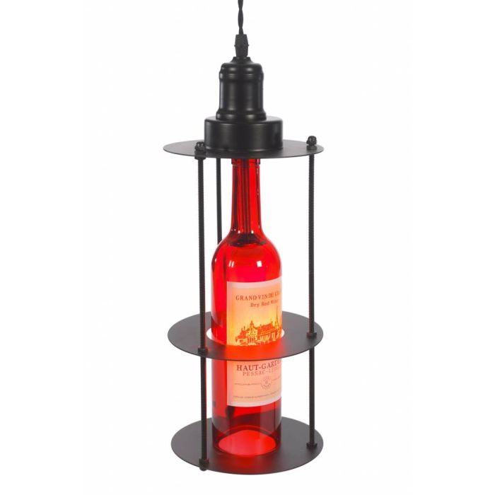 Industriële Hanglamp Rode Wijnfles  Scaldare Verano