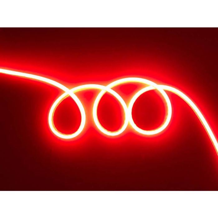 LED Neon Flex Micro Rood 5 meter 8mm x 16mm inclusief 12V lichtnetadapter - Funnylights