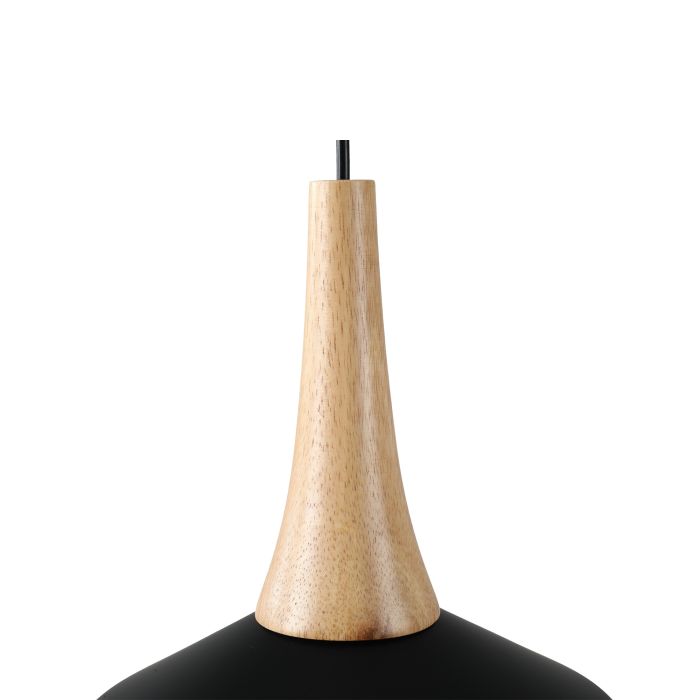 Hanglamp Modern Zwart Rond Aluminium en Hout - Valott Sirkka