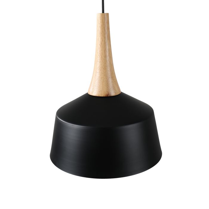 Hanglamp Modern Zwart Rond Aluminium en Hout - Valott Sirkka
