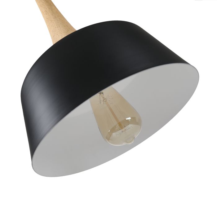 Hanglamp Modern Zwart Rond Aluminium en Hout - Valott Sirkka
