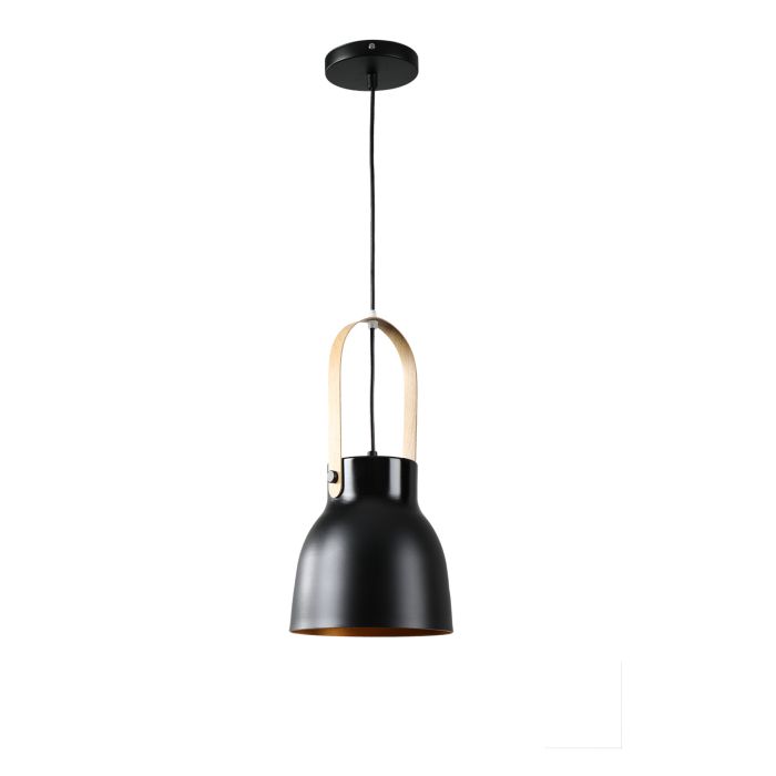 Hanglamp Modern Zwart Aluminium met Hout - Valott Maija