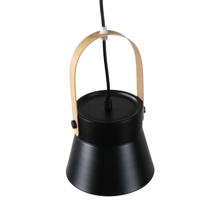 Hanglamp Modern Zwart Aluminium met Hout - Valott Kirsi