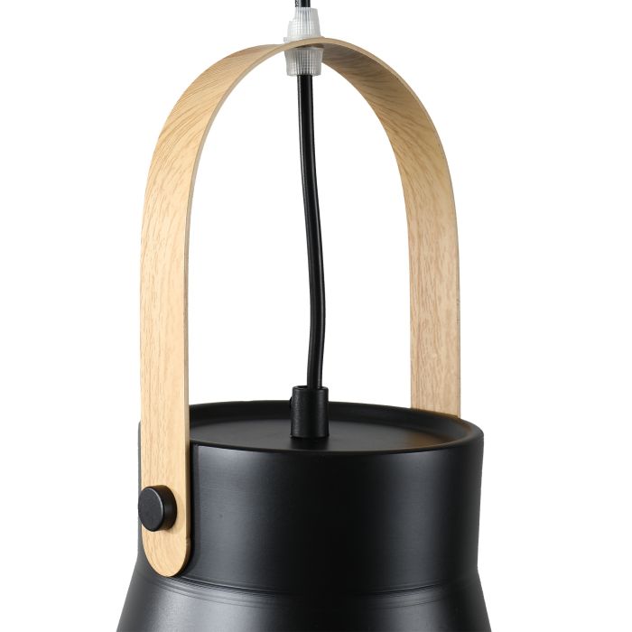 Hanglamp Modern Zwart Aluminium met Hout - Valott Kirsi