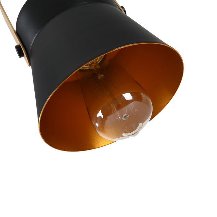 Hanglamp Modern Zwart Aluminium met Hout - Valott Kirsi