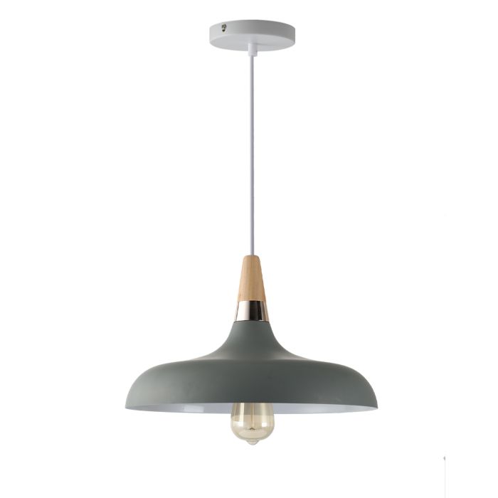 Hanglamp Grijs Aluminium met hout - Valott Hanna