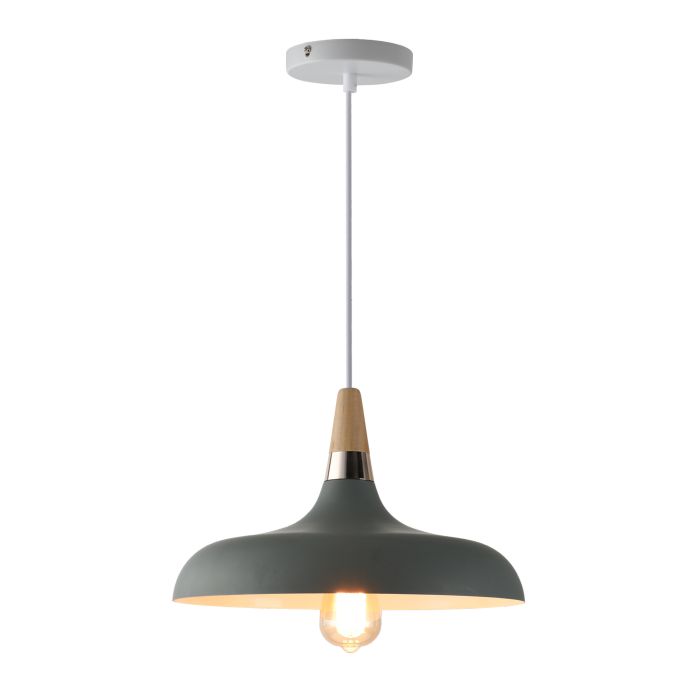 Hanglamp Grijs Aluminium met hout - Valott Hanna