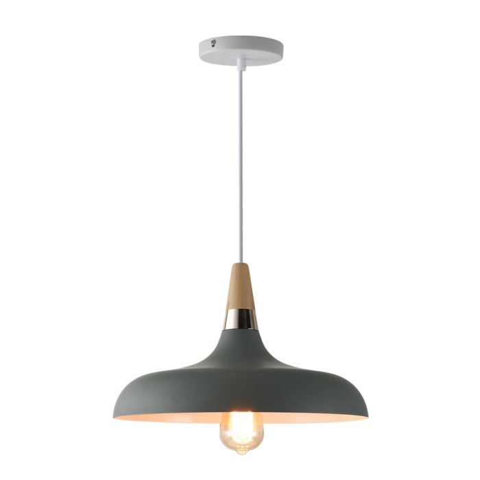 Hanglamp Grijs Aluminium met hout - Valott Hanna