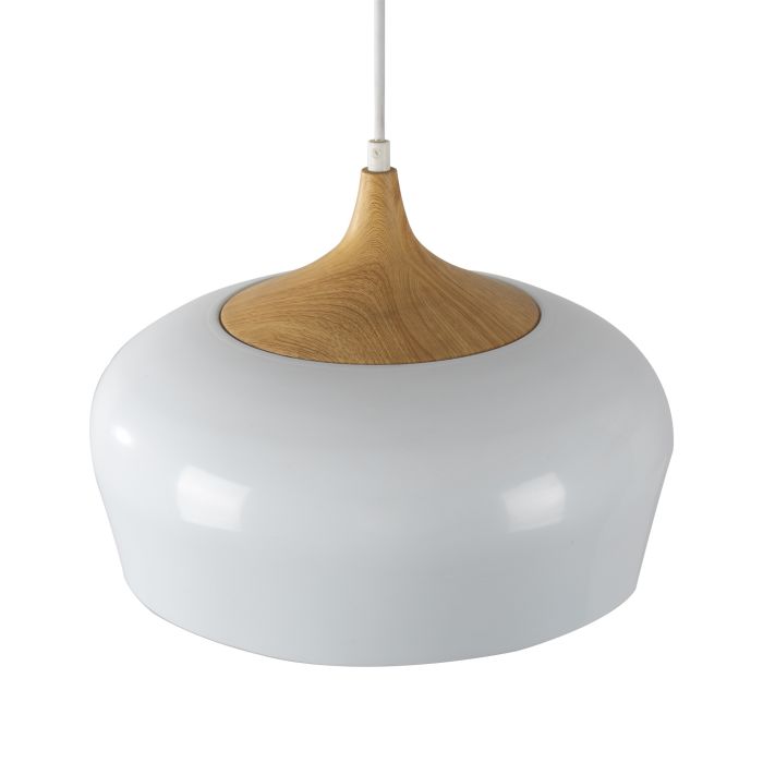 Hanglamp Modern Wit Rond Aluminium en Hout - Valott Jari