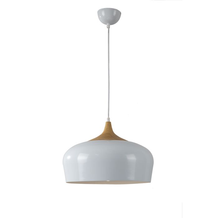 Hanglamp Modern Wit Rond Aluminium en Hout - Valott Jari