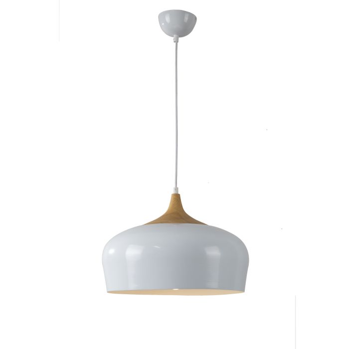 Hanglamp Modern Wit Rond Aluminium en Hout - Valott Jari