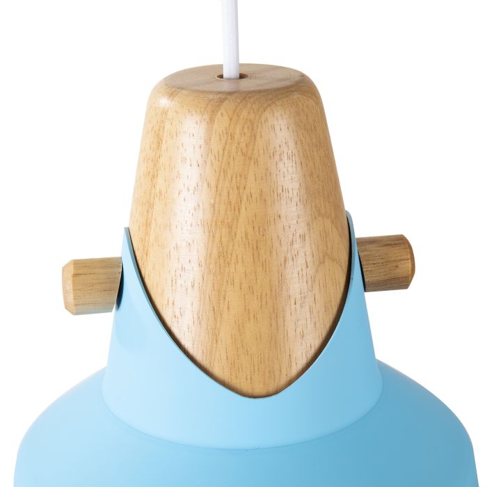 Hanglamp Modern Blauw Aluminium met Hout - Valott Tarja