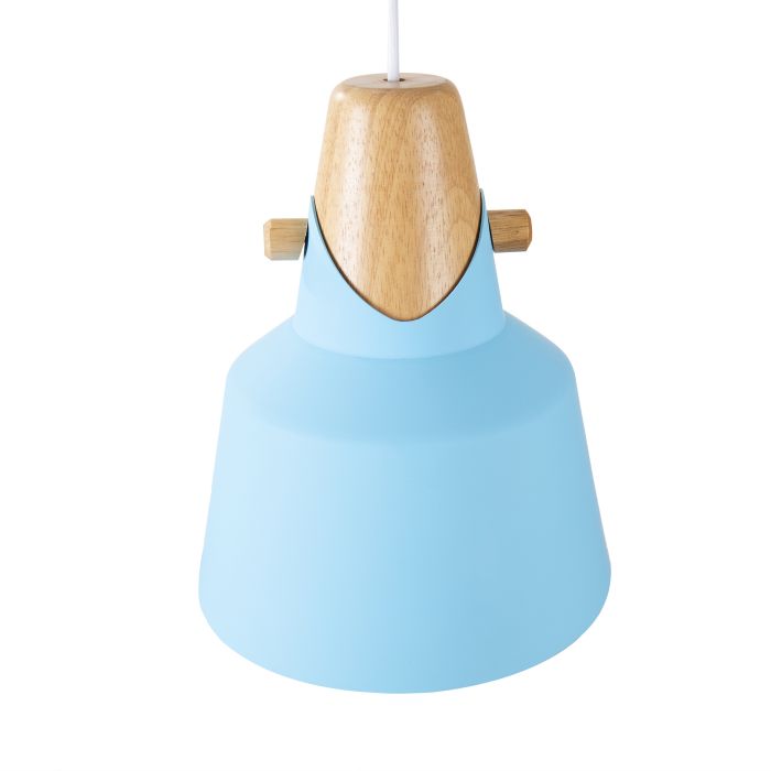 Hanglamp Modern Blauw Aluminium met Hout - Valott Tarja