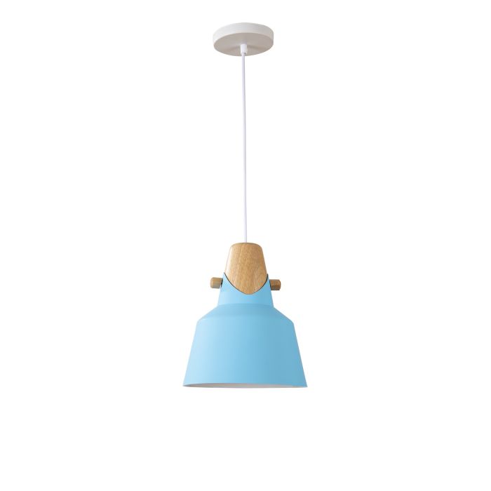 Hanglamp Modern Blauw Aluminium met Hout - Valott Tarja