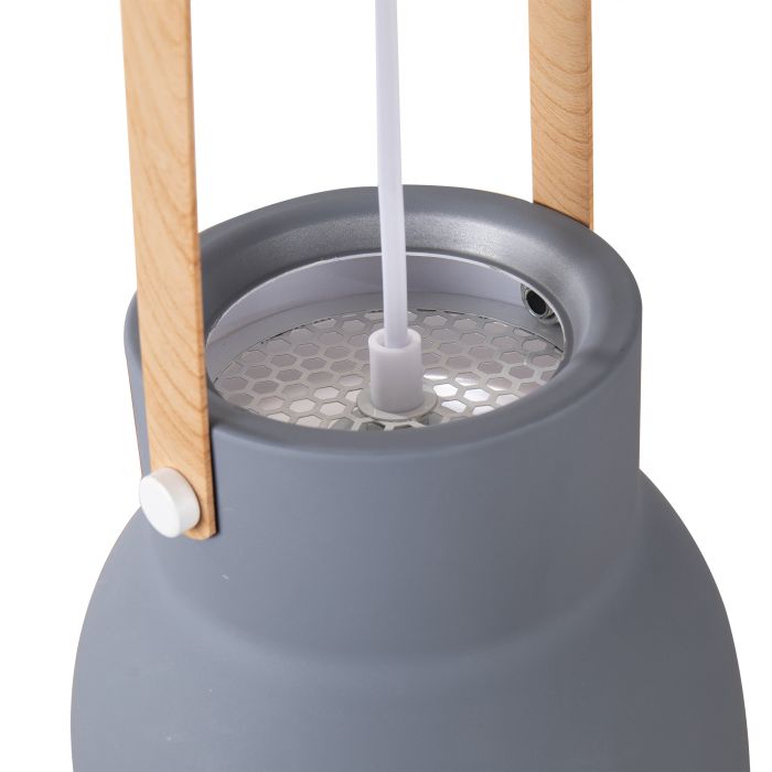 Hanglamp Modern Grijs Aluminium met Hout - Valott Suvi