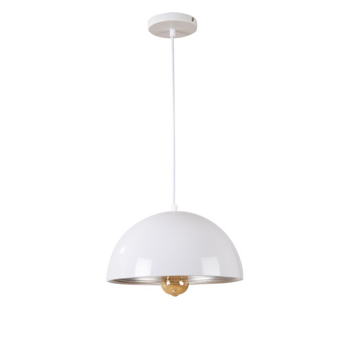 Hanglamp Wit met Zilveren Binnenkant 30 cm - Scaldare Lucano