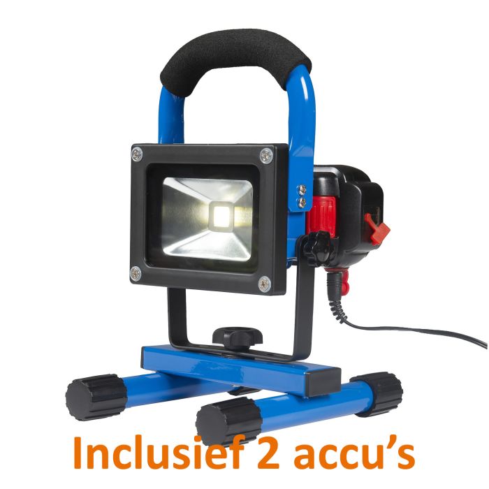 Oplaadbare LED Bouwlamp 10 Watt met 2 accu's en 2 adapters + koffer - Crius