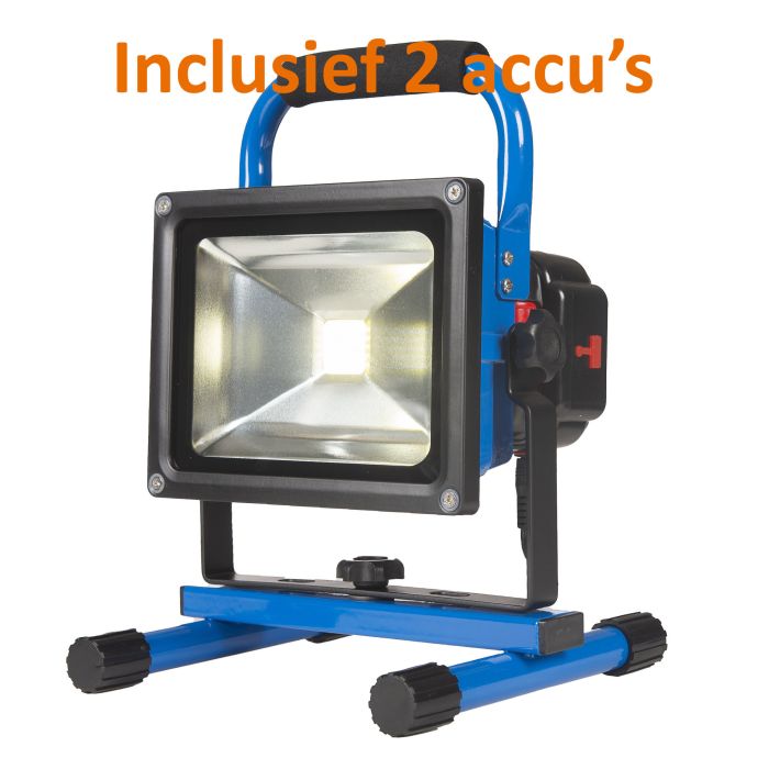 Oplaadbare LED Bouwlamp 20 Watt met 2 accu's en 2 adapters + koffer - Crius