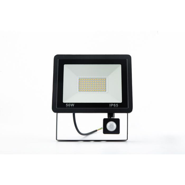 LED Bouwlamp Zwart met Sensor 50W - 3000K - IP66 - Crius