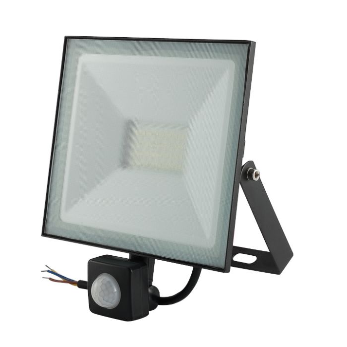 LED Bouwlamp Zwart met Sensor 50 Watt- 3000K - IP66 - Crius