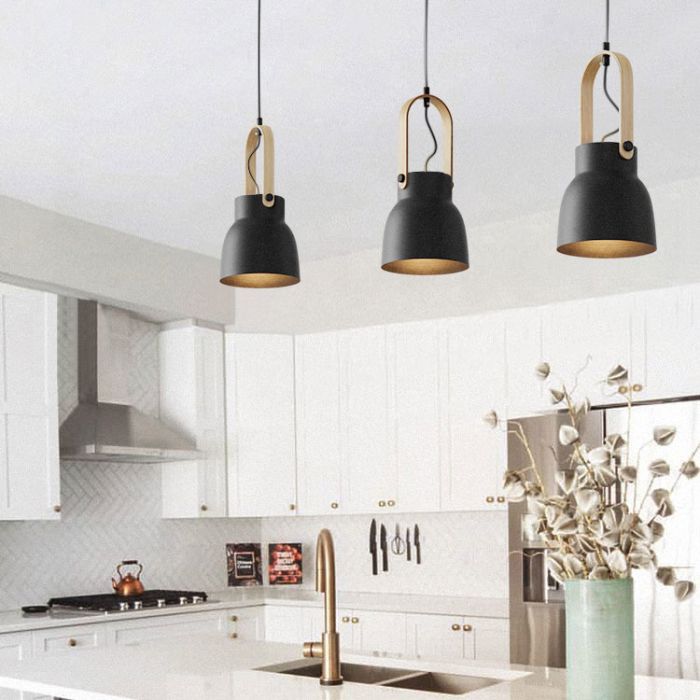 Hanglamp Modern Zwart Aluminium met Hout - Valott Maija