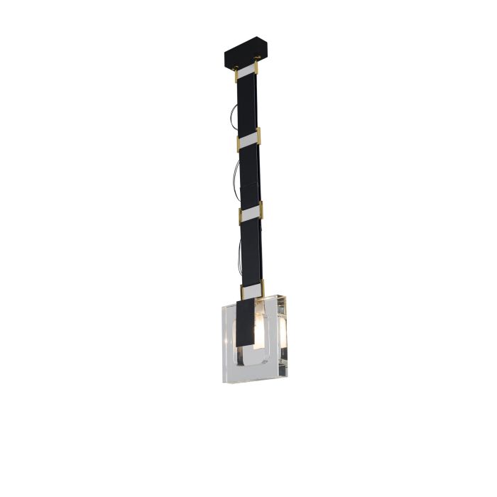 Hanglamp Modern Zwart Met Kristal en Leer - Scaldare Isola