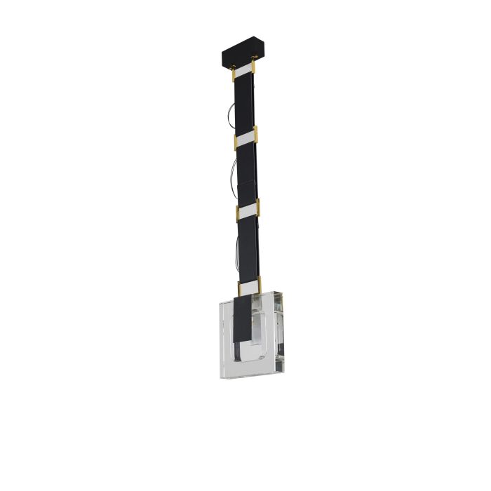 Hanglamp Modern Zwart Met Kristal en Leer - Scaldare Isola