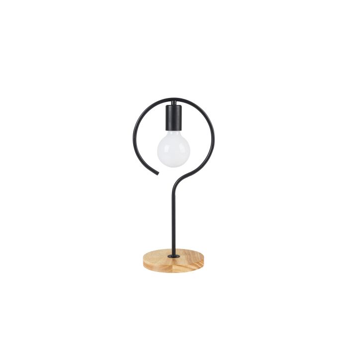 Tafellamp Modern Zwart Met Houten Voet - Scaldare Agordo