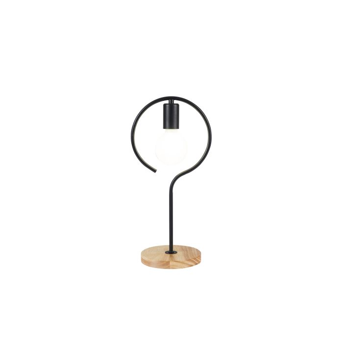 Tafellamp Modern Zwart Met Houten Voet - Scaldare Agordo